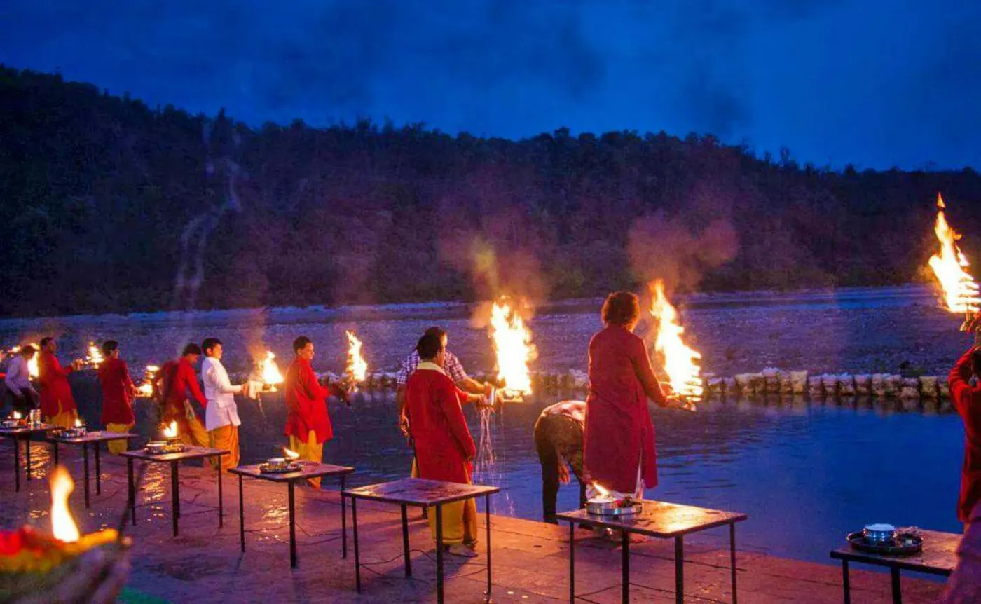 Ganga aarti at Triveni Ghat, near EllBee Ganga View, Rishikesh