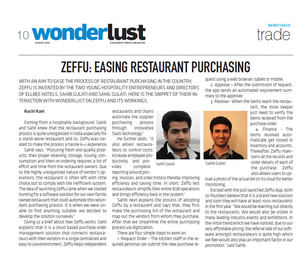 Zeffu: Easing Restaurant Purchasing